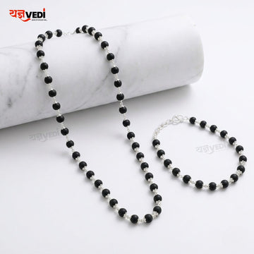 Ladies Karungali Mala & Bracelet Set With Free 5 Mukhi Rudraksha