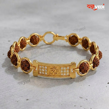 Gold Plated Essential Om Rudraksha Ring Shape Bracelet