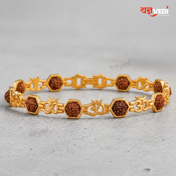 Gold Plated Essential Om Rudraksha Chain Bracelet