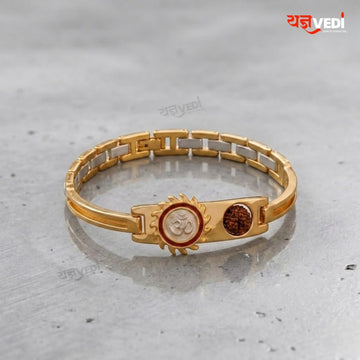 Gold Plated Essential Om Surya Rudraksha Half Chain Bracelet