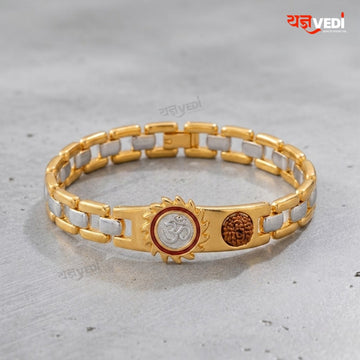 Gold Plated Essential Om Surya Rudraksha Chain Bracelet