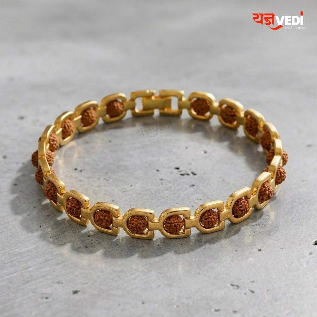Gold Plated Essential D Shape Rudraksha Bracelet