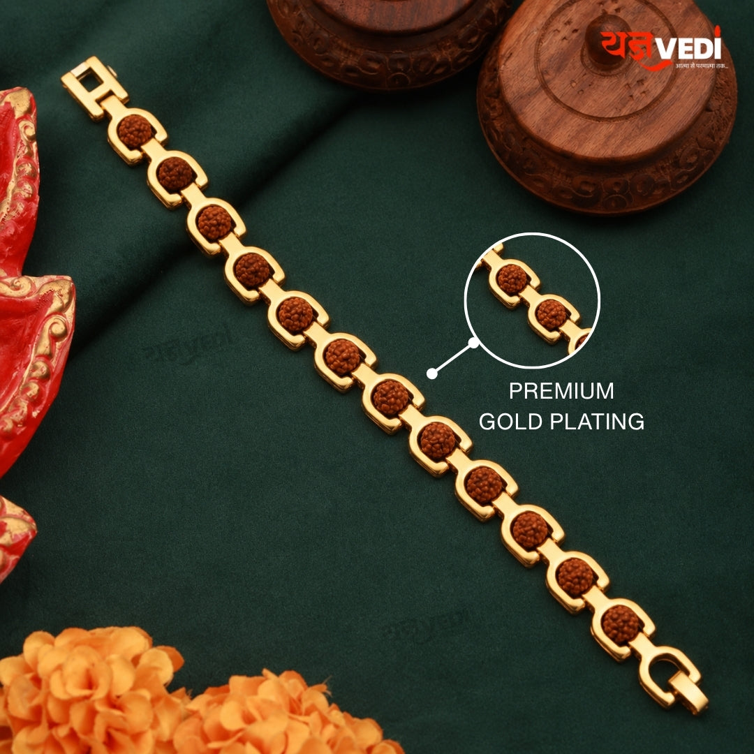 Gold Plated Essential D Shape Rudraksha Bracelet