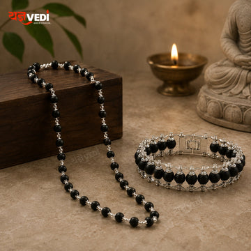 Karungali Mala + Karungali Bracelet Combo With Free 5 Mukhi Rudraksha- Spiritual Protection Combo