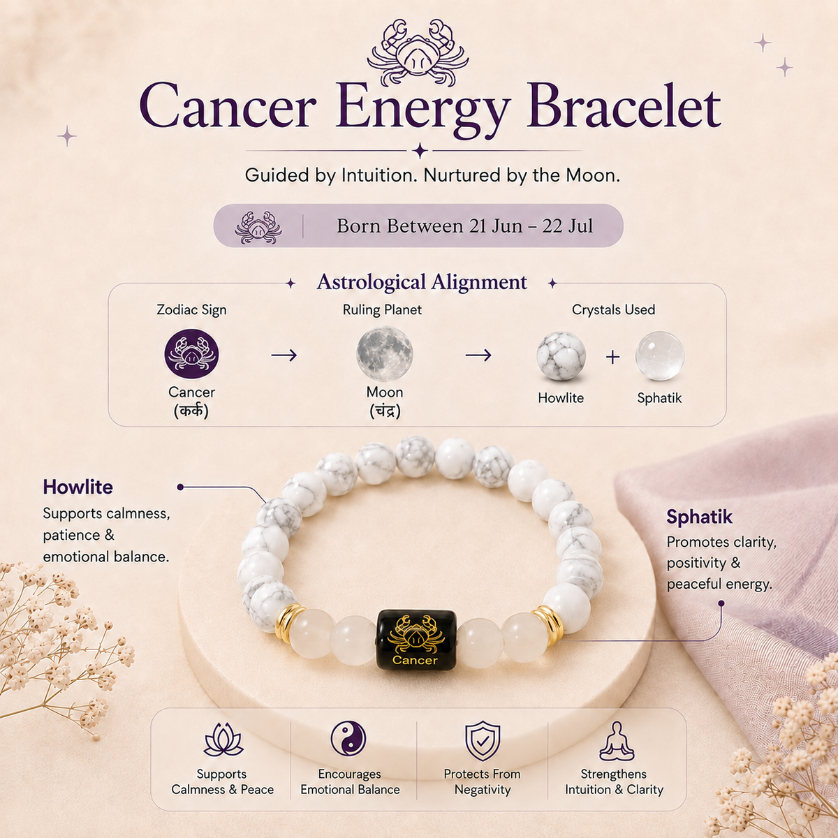 Cancer (कर्क राशि) Zodiac Bracelet