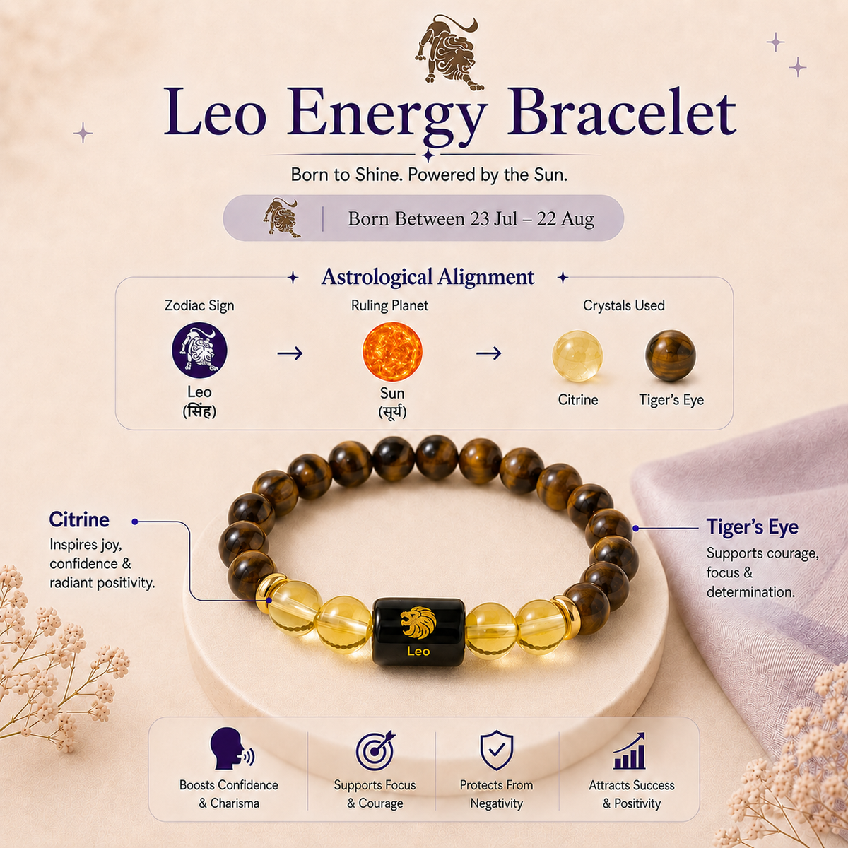 Leo (सिंह राशि) Zodiac Bracelet