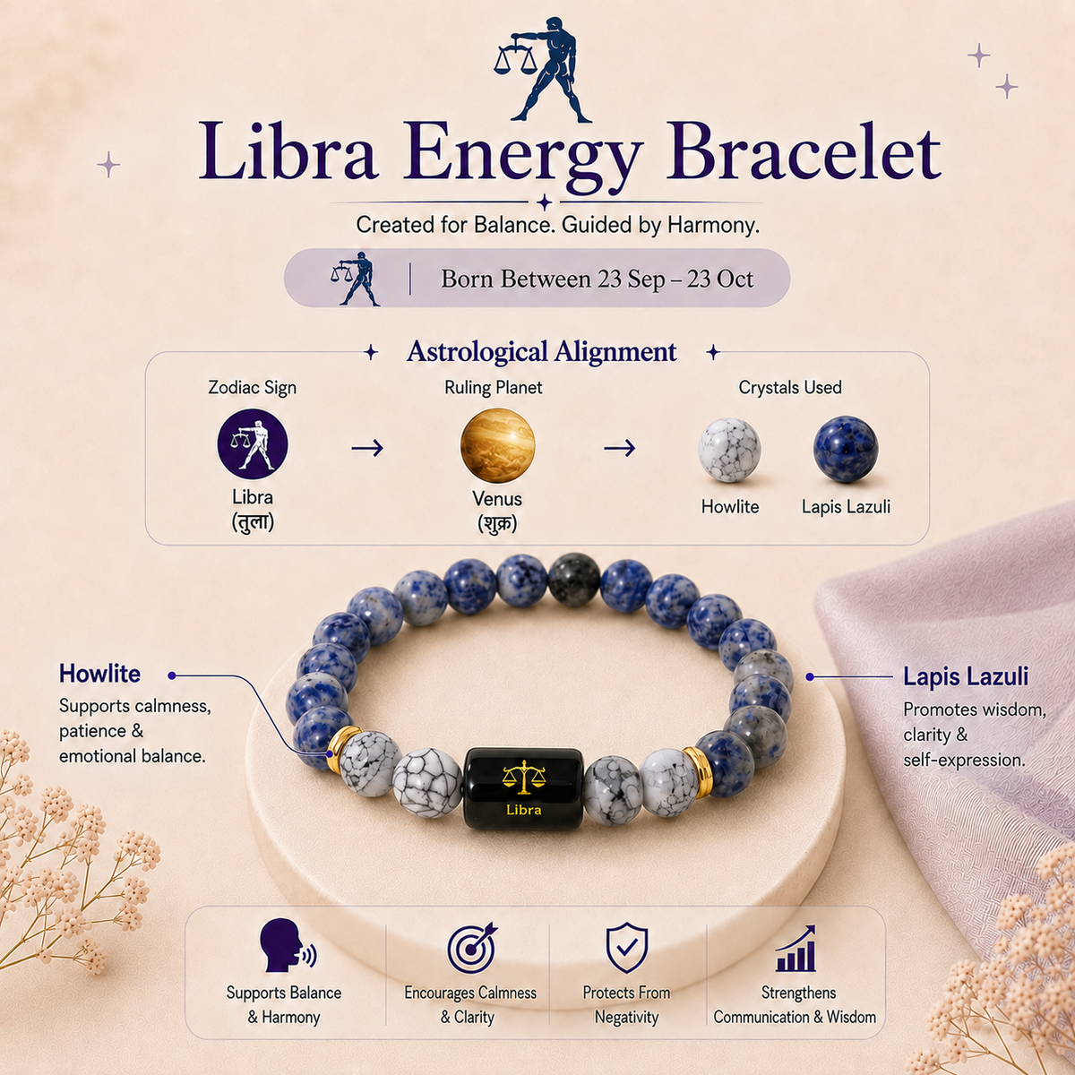Libra (तुला राशि) Zodiac Bracelet