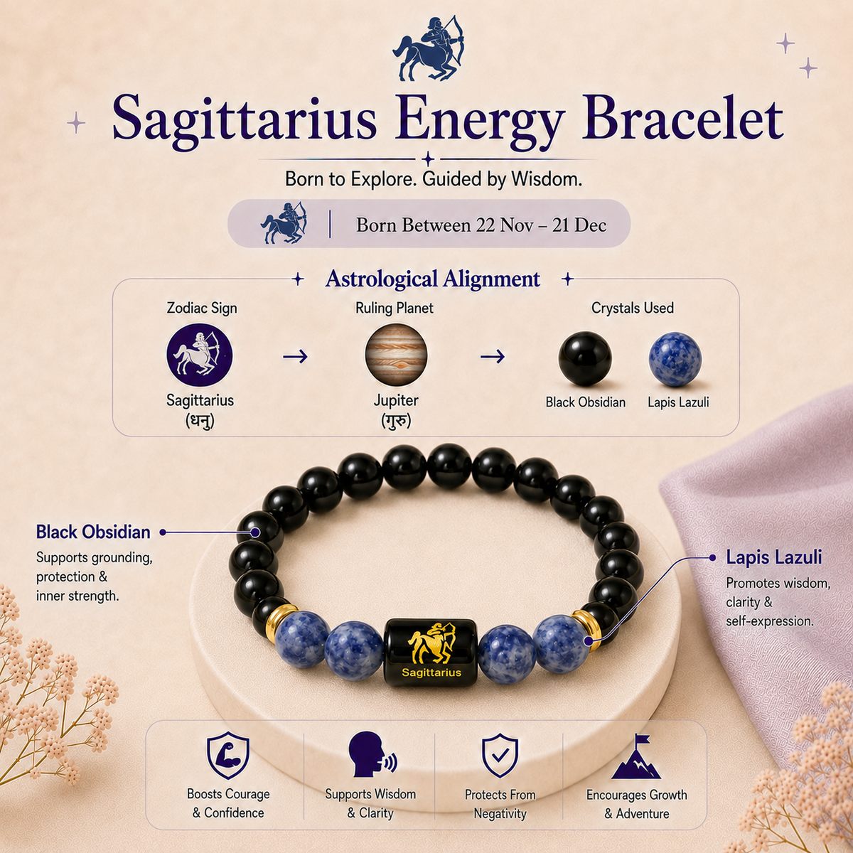 Sagittarius (धनु राशि) Zodiac Bracelet