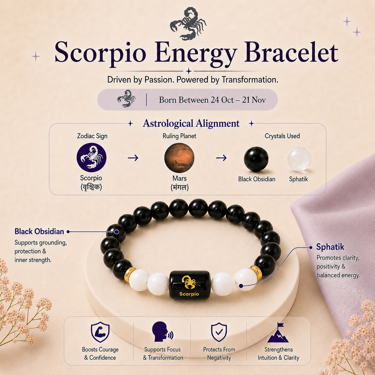 Scorpio (वृश्चिक राशि) Zodiac Bracelet