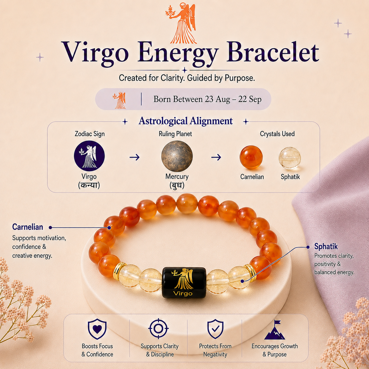 Virgo (कन्या राशि) Zodiac Bracelet