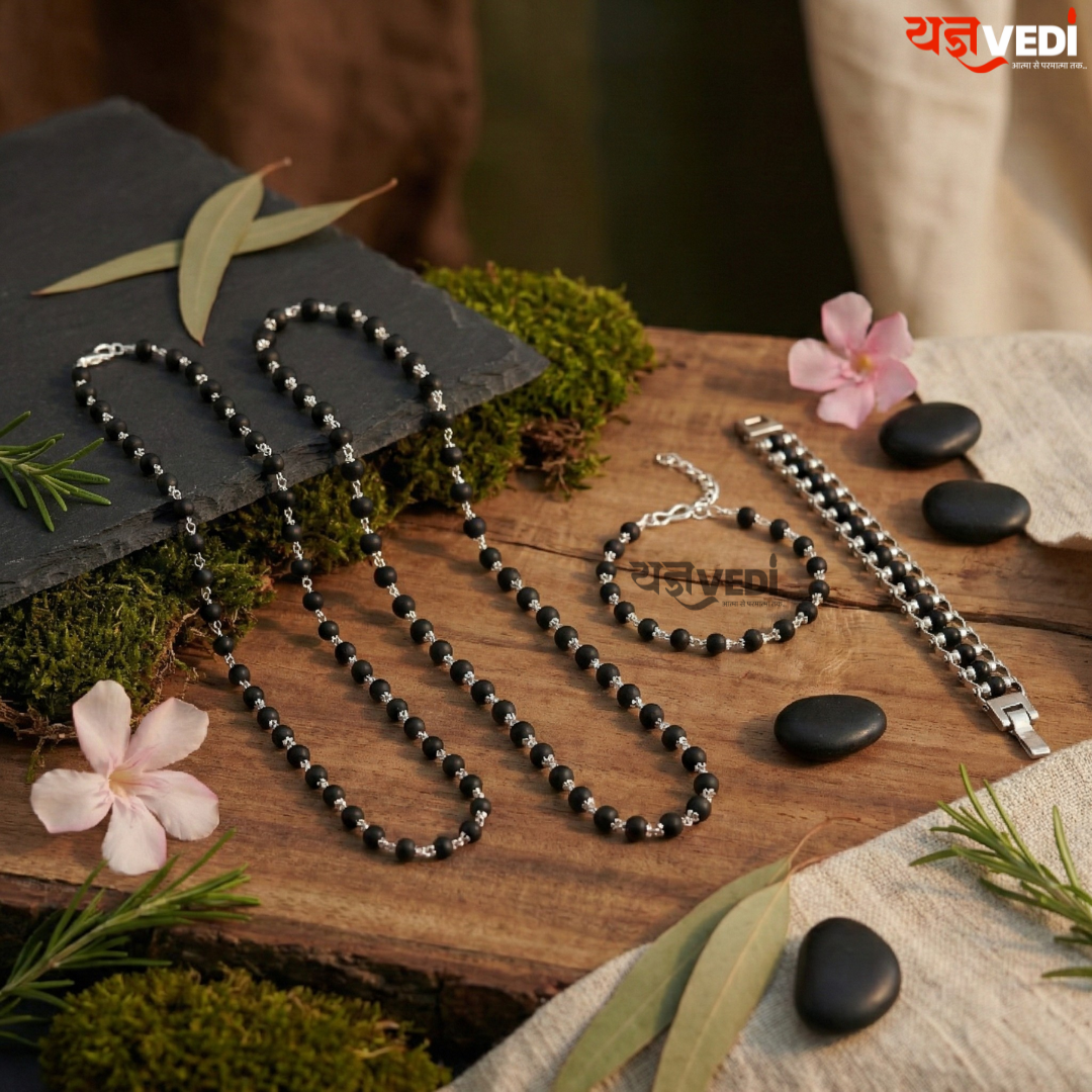 Karungali Mala + Bracelet Couple Combo With Free 5 Mukhi Rudraksha