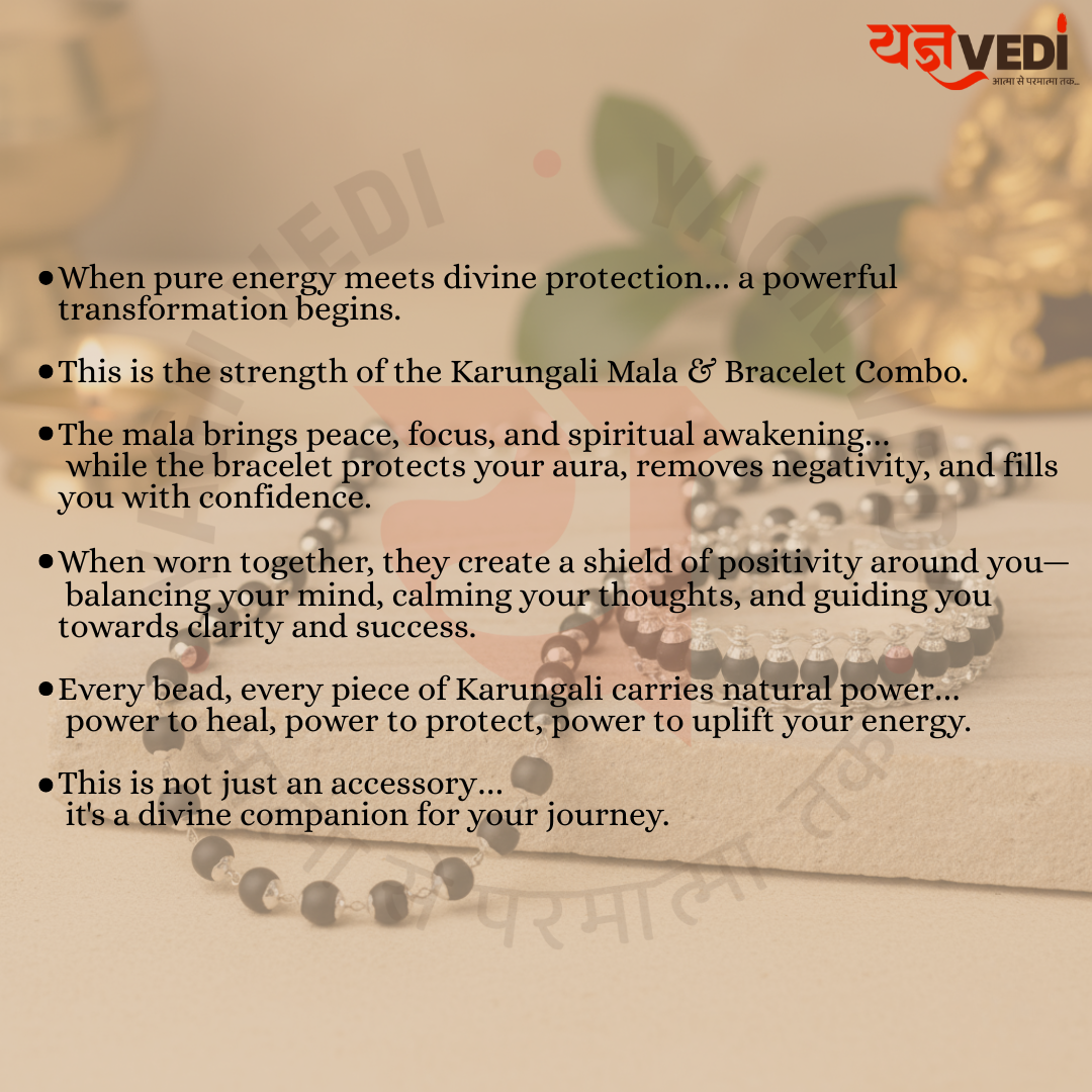 Karungali Mala + Karungali Bracelet Combo With Free 5 Mukhi Rudraksha- Spiritual Protection Combo